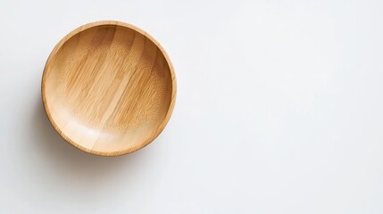 Wooden Bowl on Minimalist White Surface for Kitchen Decor