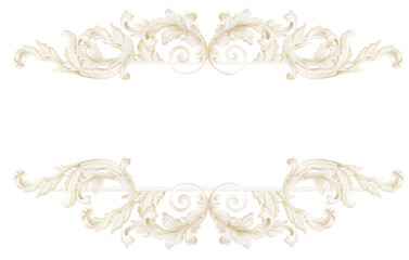 Victorian Baroque Watercolor Frames, Ornamental Borders, Elegant Beige Designs for Scrapbooking and Junk Journals