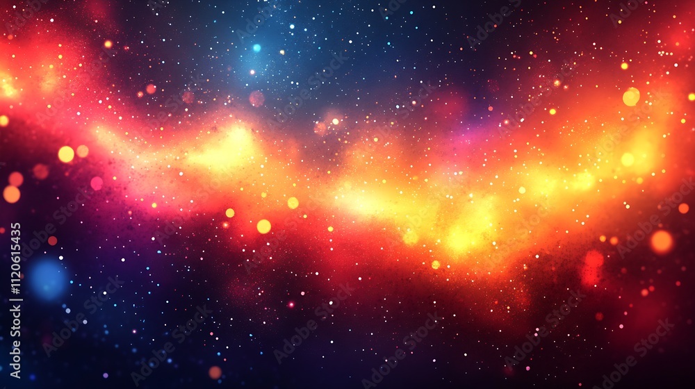 Poster Enchanting Stellar Display with Multihued Nebulae and Glowing Stars : Generative AI