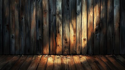 Wooden wall with warm lighting, creating a rustic and inviting atmosphere.