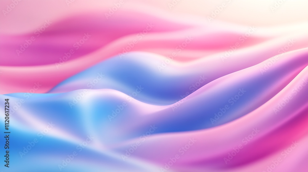 Poster abstract pastel gradient with soft pink and blue waves creating a dreamy ethereal background : gener
