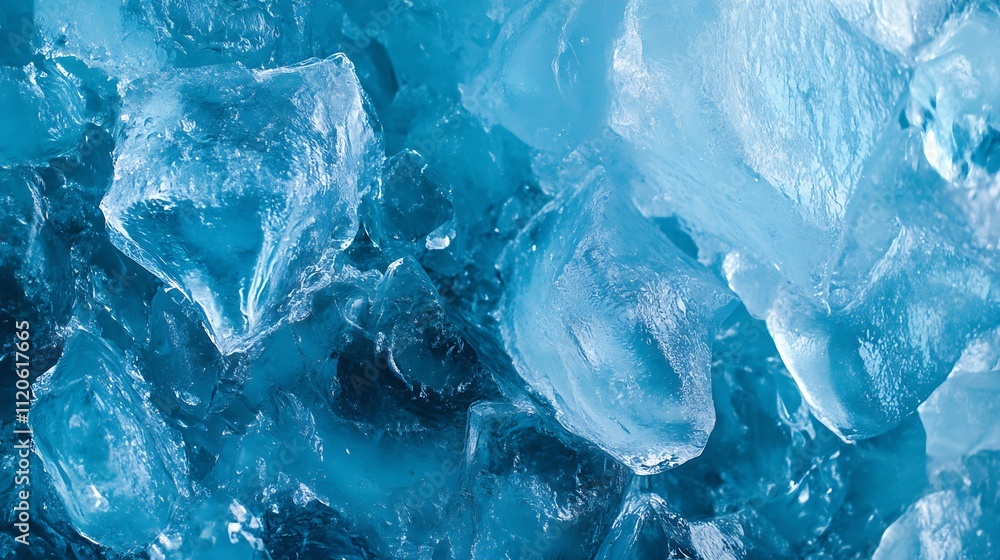 Aufkleber Closeup of Sparkling Blue Ice Texture Ideal for Cool Backgrounds and Refreshing Themes : Generative AI