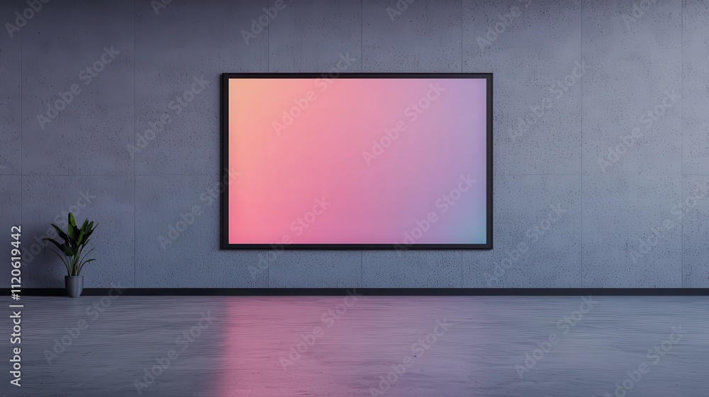 Poster modern minimalist room with empty frame and colorful gradient art