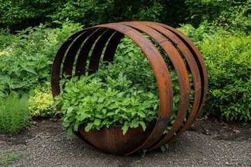 Rustic Metal Frame with Tomato Vine Planting