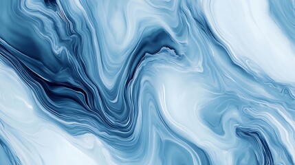 Obraz premium Abstract Blue and White Marbled Design with Fluid Swirling Patterns for Creative Backgrounds : Generative AI