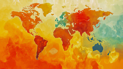 Colorful abstract world map illustrating geographic diversity