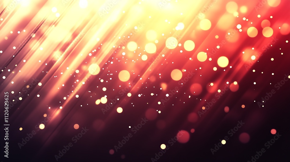 Leinwandbilder abstract glowing red and orange bokeh light particles on dark background for design : generative ai