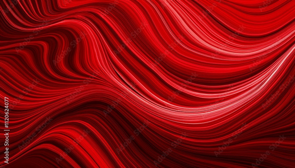 Poster red wavy background. curve flow motion. generated image