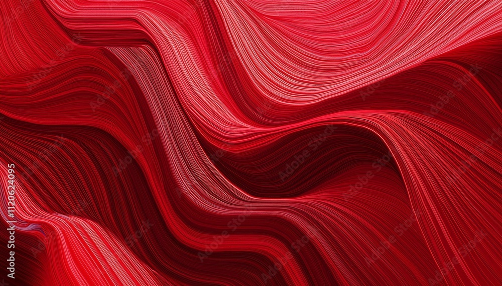 Poster red wavy background. curve flow motion. generated image