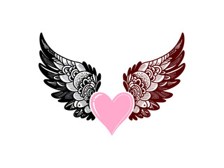 Fototapeta premium Elegant heart with wings in a creative design that celebrates love and freedom