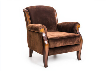 Elegant Brown Armchair on a White Background