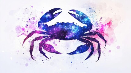 Vibrant galaxy crab silhouette artwork