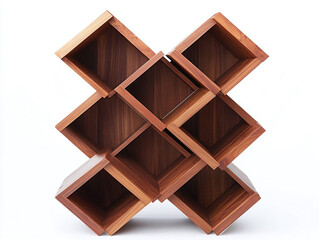 Designer storage shelf with a modular design isolated on white background