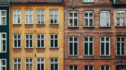 Fototapeta premium A close-up of two distinct buildings showcasing architectural styles and window designs.
