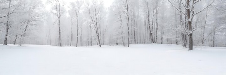 Empty snow-covered landscape with trees in the background, perfect for winter themed designs, serene, tranquil