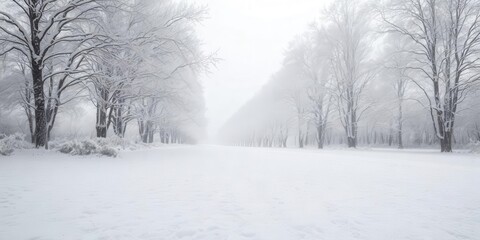 Snow covering the ground and trees during a winter snowfall, creating a serene and picturesque winter scene, snow, season