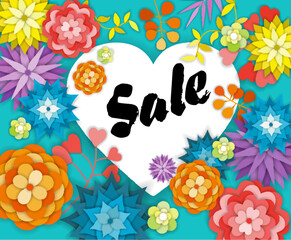 Spring sale background with beautiful flowers.
