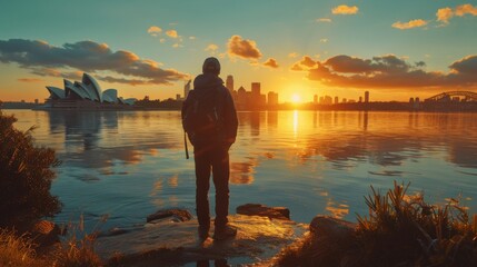 Admiring Sydney Opera House at Golden Sunset