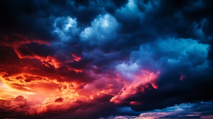 Spectacular Radiant Sky with Intense Sunset Colors and Dynamic Cloud Patterns : Generative AI