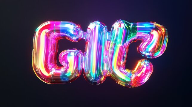 Vibrant iridescent letters GIC.