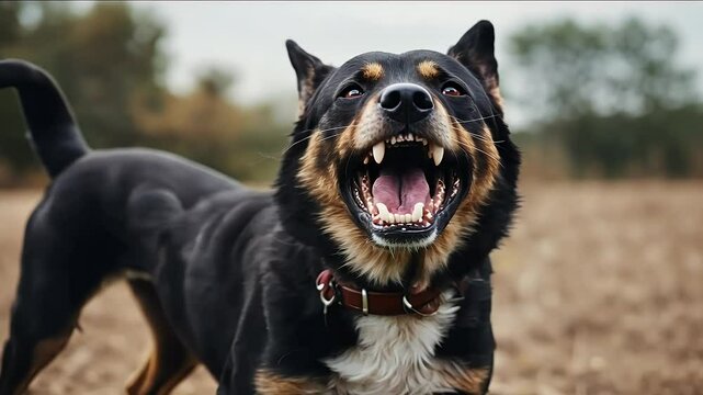 angry video dog bared teeth aggressive anger attack bark barking beautiful canino ear enraged eye fang fear fight forceful frighten fur furious fury growl growling hate hatred hostile hostility hunger