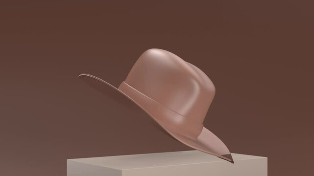 A hat is shown in a brown background