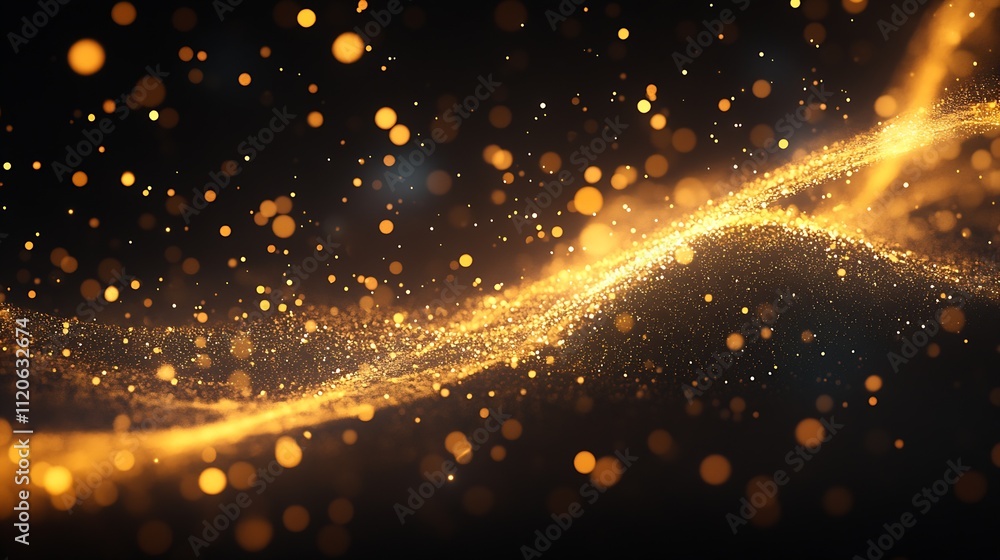 Aufkleber abstract streams of golden light particles in a captivating dynamic wave formation : generative ai