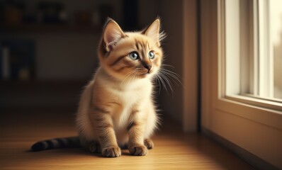 Curious cat gazing out the window