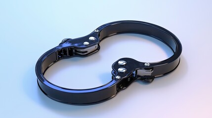 A pair of metallic handcuffs displayed against a light gradient background.