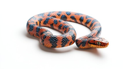 Fototapeta premium Close Up Of Colorful Snake With Distinctive Pattern On Clean White Background : Generative AI