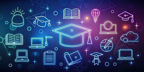 E-Learning Online Course Silhouette Icons: Education, Study, Knowledge, Training