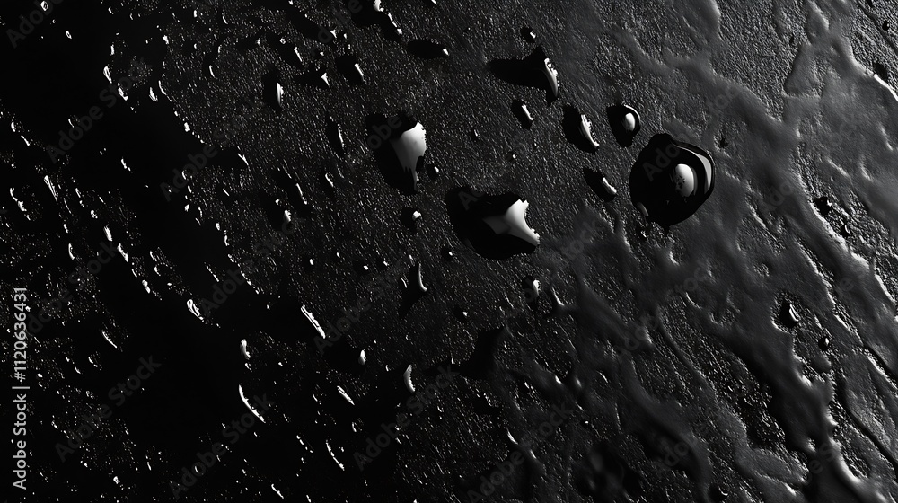 Poster abstract dark and light patterns created by water drops on black textured surface : generative ai