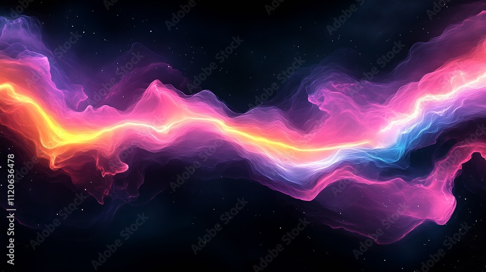 Aufkleber Vibrant cosmic flow with intertwining waves creating a spectacular and radiant starry display : Generative AI
