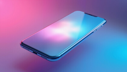 Floating smartphone mockup in vibrant neon colors