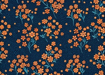 Obraz premium Elegant Blue Japanese Floral Silhouette: Seamless Geometric Pattern for Fabric Design