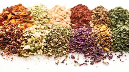 Diverse Range of Dried Herbs and Spices in a Colorful Array for Gourmet Cooking : Generative AI