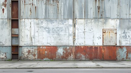 Weathered Industrial Metal Wall Texture with Rust and Grime : Generative AI