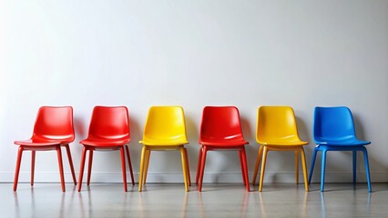 A display of colorful plastic chairs set against a pristine white background, providing fresh home decor inspiration and modern design ideas for stylish interiors.