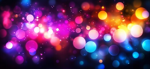 Dynamic Colorful Bokeh Lights and Circles on Dark Sparkling Background : Generative AI