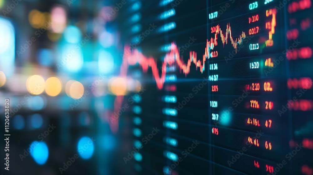 Poster Financial Stock Market Analysis on Digital Display with Graphs and Data : Generative AI