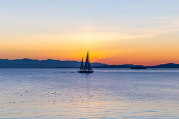 Tranquil Sunset Over The Ocean Near Victoria, Vancouver Island