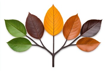 Naklejka premium A minimalist depiction of a tree with leaves turning from green to brown, showing the seasonal cycle in clean gradients