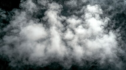 Fototapeta premium Mystical fog dances softly in a mesmerizing blend of light and dark tones creating an abstract and atmospheric design on a black background