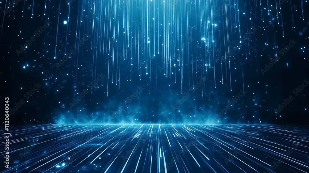 Poster Blue Digital Lines and Data Flow Creating a Futuristic Visual Experience in Virtual Reality : Generative AI