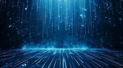 Blue Digital Lines and Data Flow Creating a Futuristic Visual Experience in Virtual Reality : Generative AI