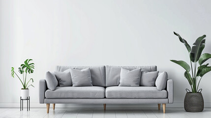 Modern Gray Sofa in Stylish Living Room Setting