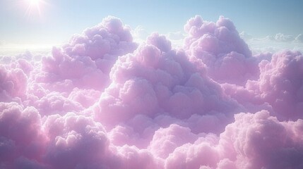 Fantasy landscape featuring soft purple cumulus clouds set against a whimsical sky creating a magical and aesthetic abstract backdrop for creative works