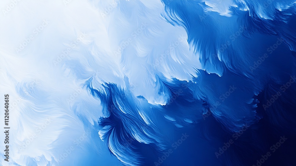 Poster dynamic abstract blue white cloud waves fluid art background design for decor : generative ai