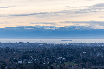 Panoramic View from Mount Douglas Over Vancouver Island and Beyond