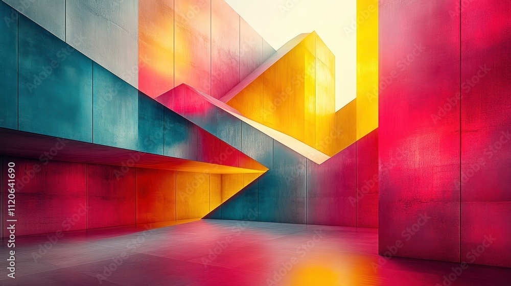 Poster abstract geometric composition with bold colors for print and background design